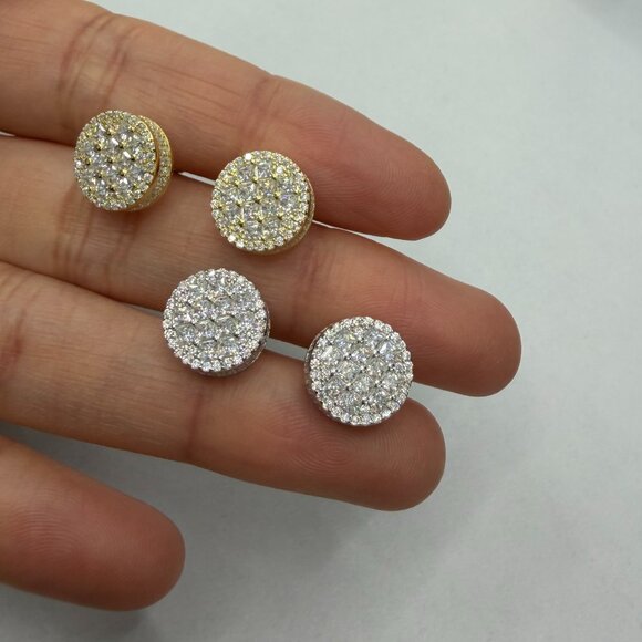 925 Sterling Silver with VVS Moissanite stamped Round Earrings
